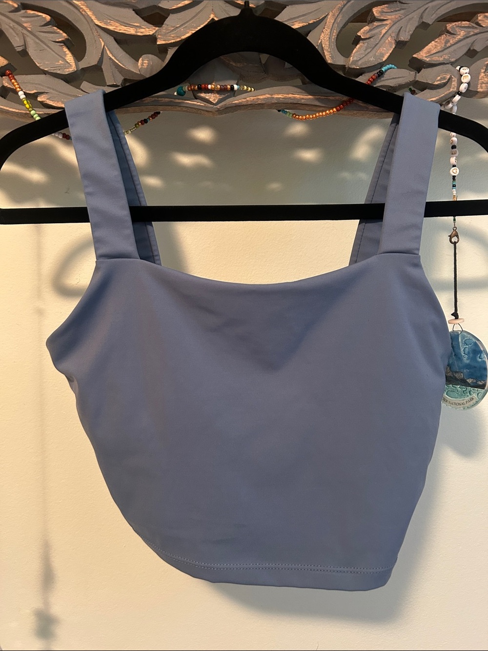 Square-Neck Crop Top — Dusty Blue